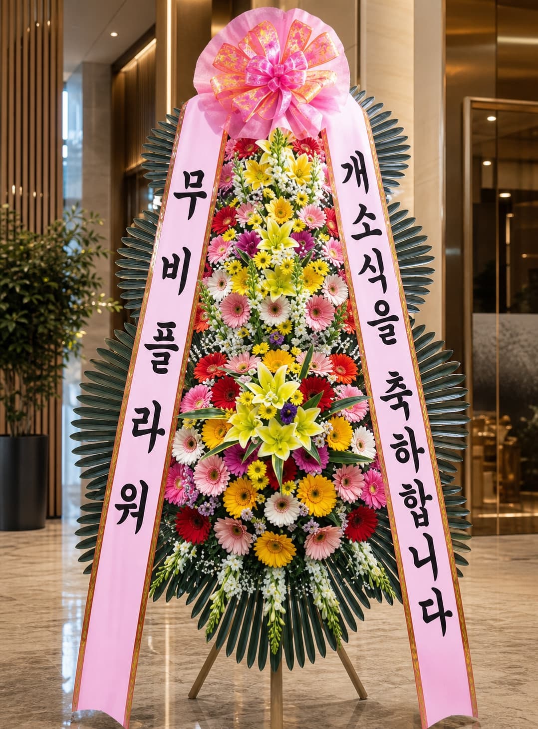환한 개소식 축하 대형 화환