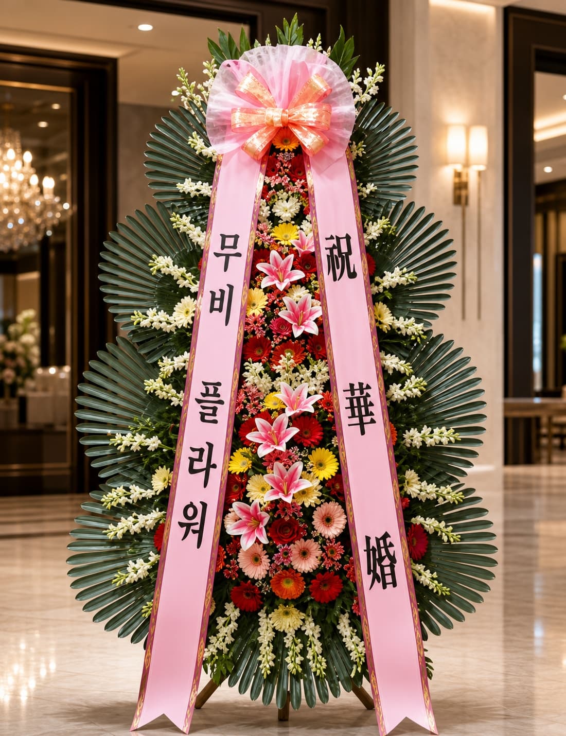 우아한 화혼 축하 화환